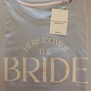 NWT Miss to Mrs. Here Comes The Bride Crewneck Light Blue Tshirt Size XL